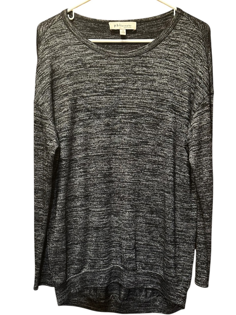 Philosophy black and white marled long sleeve top